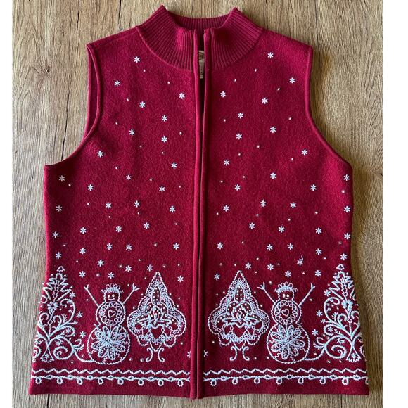 Talbots Vtg Merino Wool Winter Pattern Sweater Vest Size Medium - Picture 1 of 8